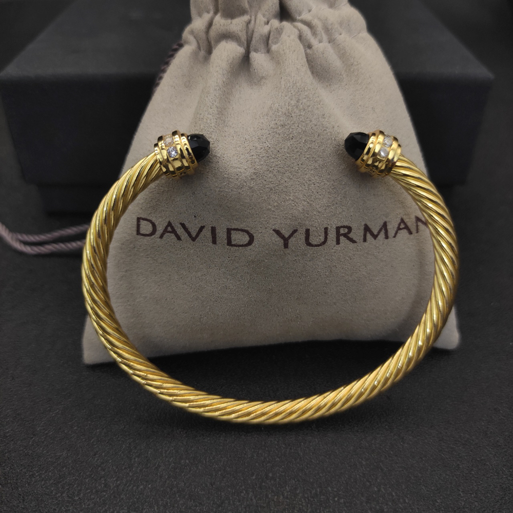 David Yurman​ 7MM diamond/red onyx bracelet